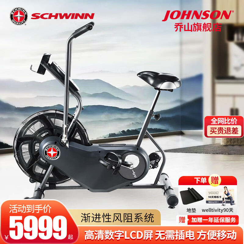 乔山（JOHNSON）旗下SCHWINN十字星家用风阻式动感单车室内骑行自行车健身车AD6i
