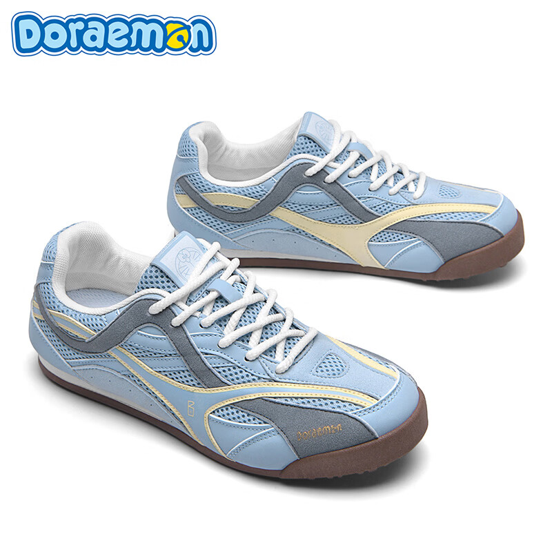 哆啦A梦德训鞋男鞋春季2026新款低帮平底板鞋网面透气轻便休闲鞋子男款 慕斯蓝 39