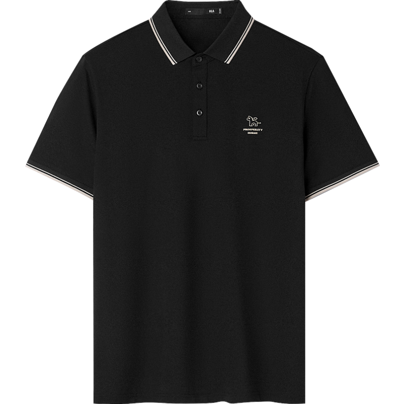 海澜之家（HLA）短袖POLO衫男26新马年系列翻领凉感短袖男夏季 黑色AP L 175/92A 推荐137~150斤