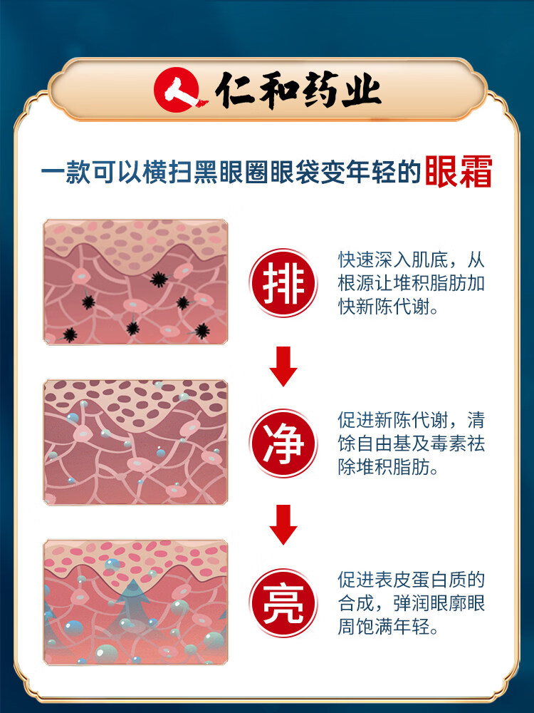 JUU家庭护理眼霜抗皱淡化细纹黑眼圈男女去脂肪颗粒黑 90g