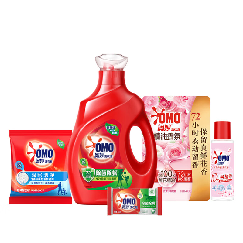 奥妙5件套大礼包(1kg液+400g袋液+内衣液100g+皂220g+粉300g) 奥妙洗衣液+内衣洗+皂+粉组套