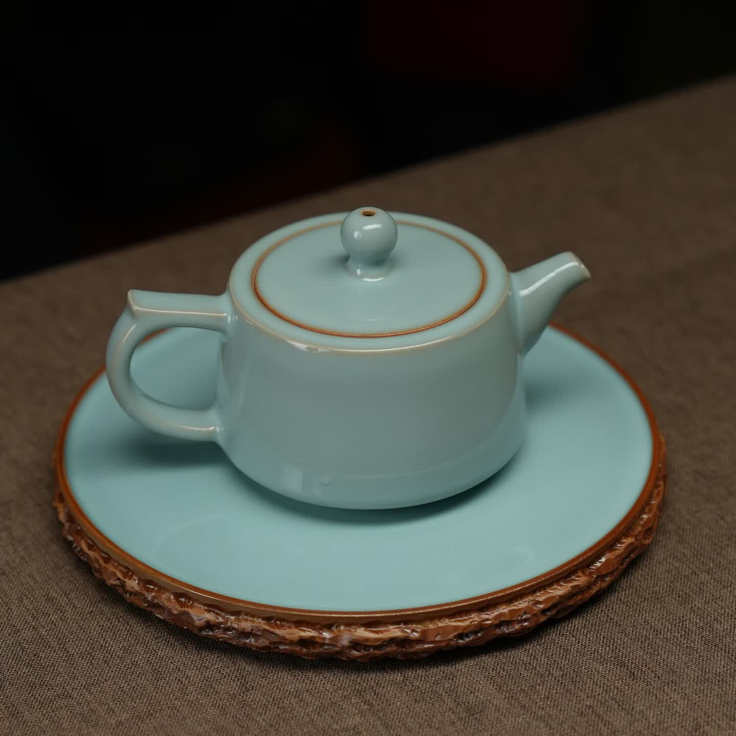 汝誉天下汝窑茶具茶壶西施壶井栏壶汝州汝瓷天青色冰裂纹功夫茶具礼盒套装 井栏壶 220ml