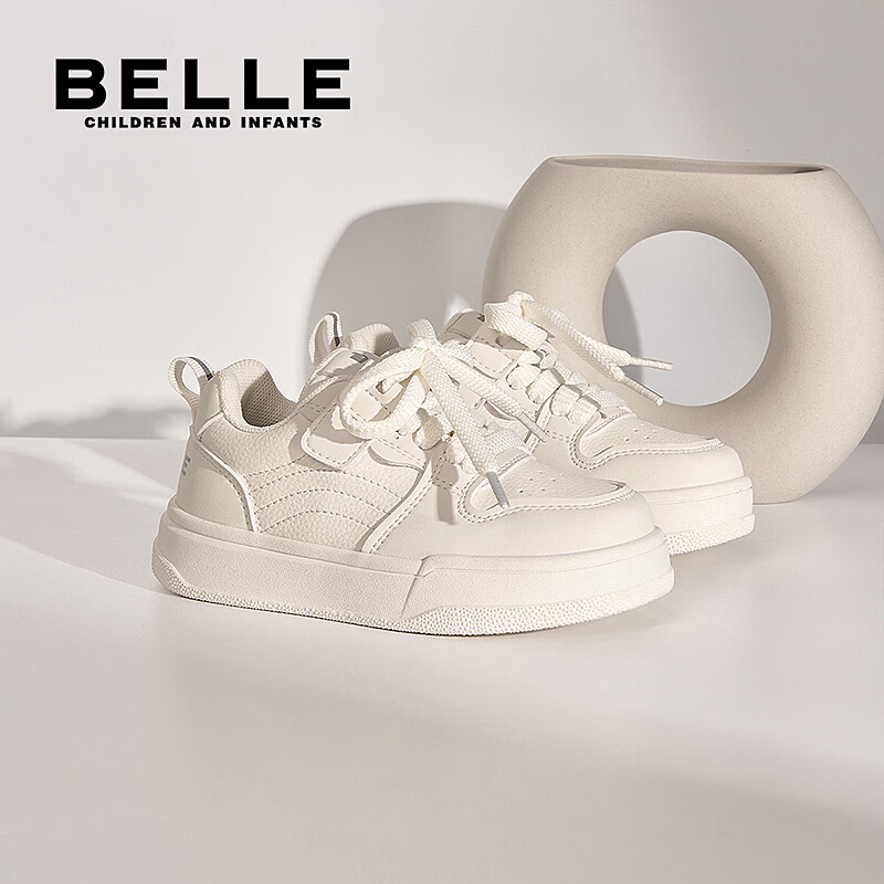百丽童鞋儿童板鞋校园小白鞋男童26年春秋新款女童鞋子女孩大童运动鞋 白色 36