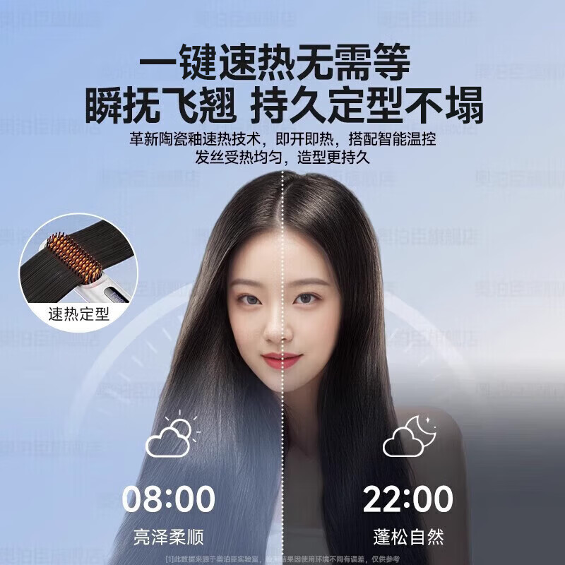 【德国工艺】无线直发梳负离子养发护发不伤发无线便携式直卷两用男女蓬松夹板神器高颅顶造型 珍珠白】15亿水润等离子不伤发