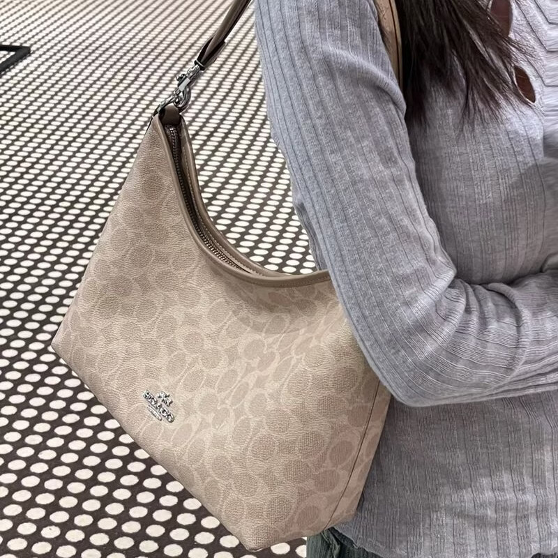 蔻家新款Laurel流浪包经典老花腋下包通勤大容量单肩斜挎托特女包 冰川白31*23*10cm