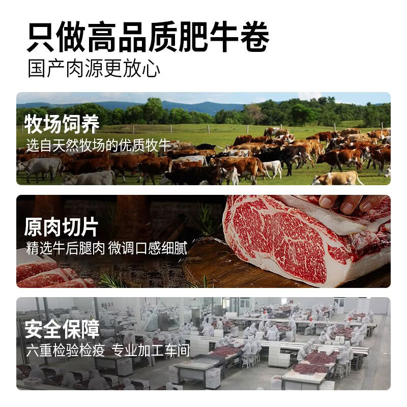 益锦鲜谷饲肥牛卷新鲜牛肉卷烤肉食材火锅食材肉类套餐非原切肥牛片商用 超市高品质雪花肥牛卷5斤500g*5袋