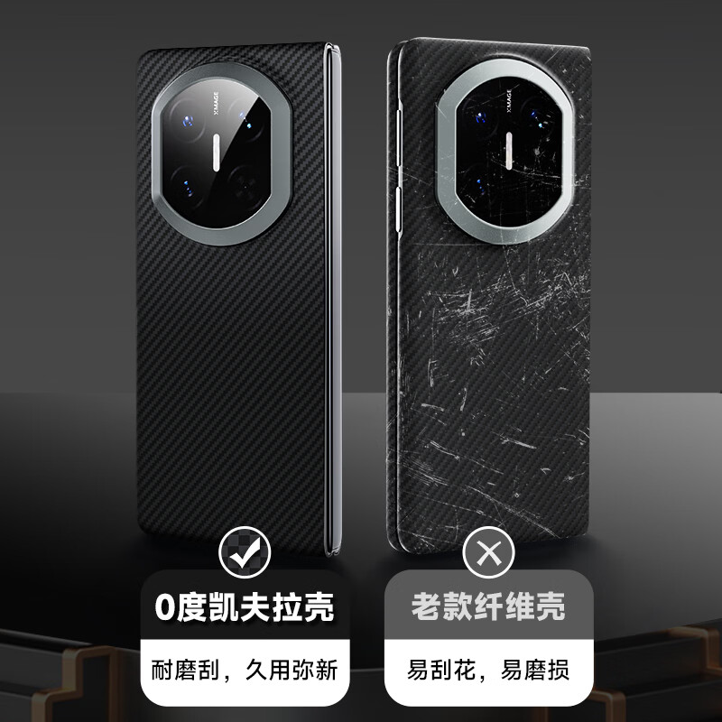 0度适用华为matex7手机壳华为x7 x6 x5典藏版保护套MagSafe磁吸凯夫拉碳纤维纹折叠屏防摔保护镜头 华为 Mate X7/典藏版 磁吸凯夫拉手机壳-黑色