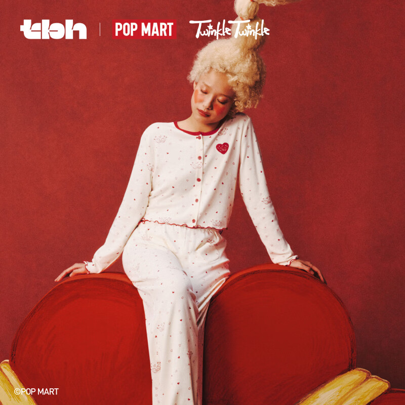 野兽派家居（tbh）星星人绵柔针织家居服开衫套装四季可外穿睡衣女 星星人绵柔针织家居服开衫套装 爱的简笔画 M