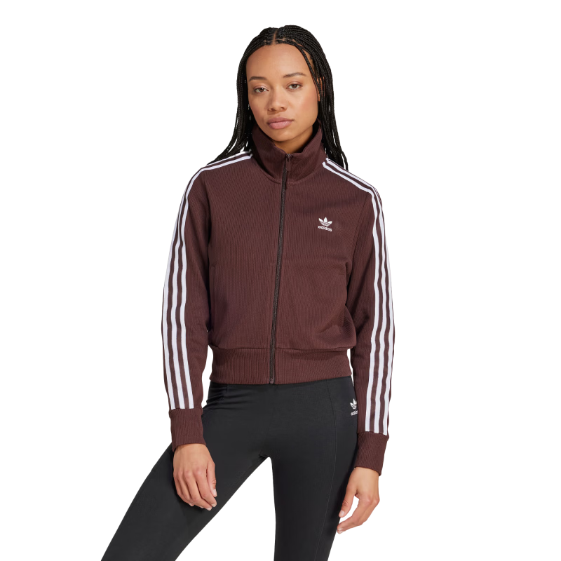 adidas adicolor复古穿搭三条纹修身针织外套女阿迪达斯三叶草   暗灰棕   S