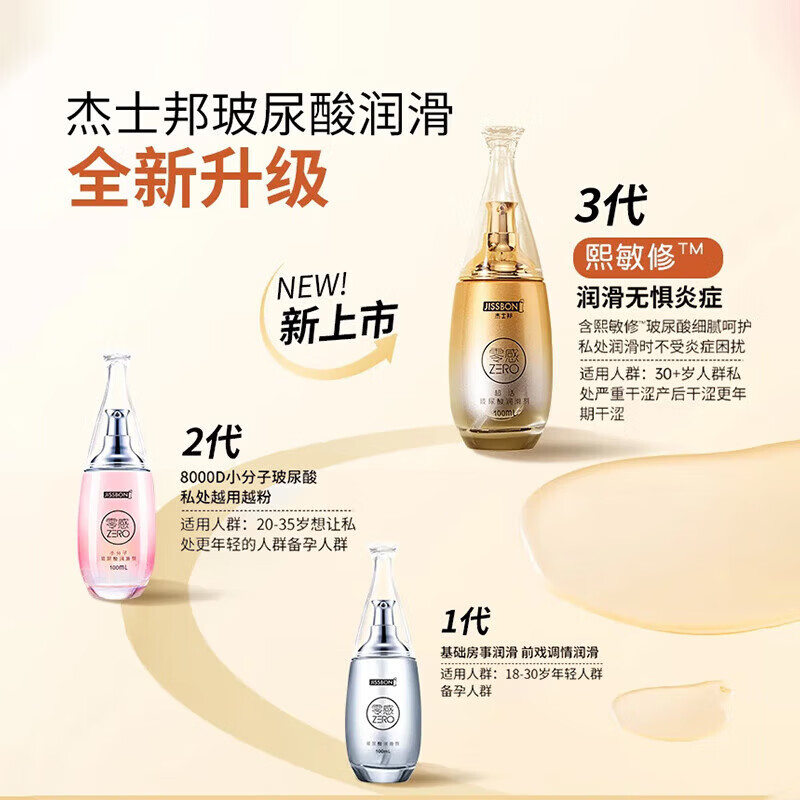 杰士邦玻尿酸润滑液人体润滑剂精油夫妻用房事可舔私处同房增强欲望免洗 【3代升级】超活玻尿酸100ml
