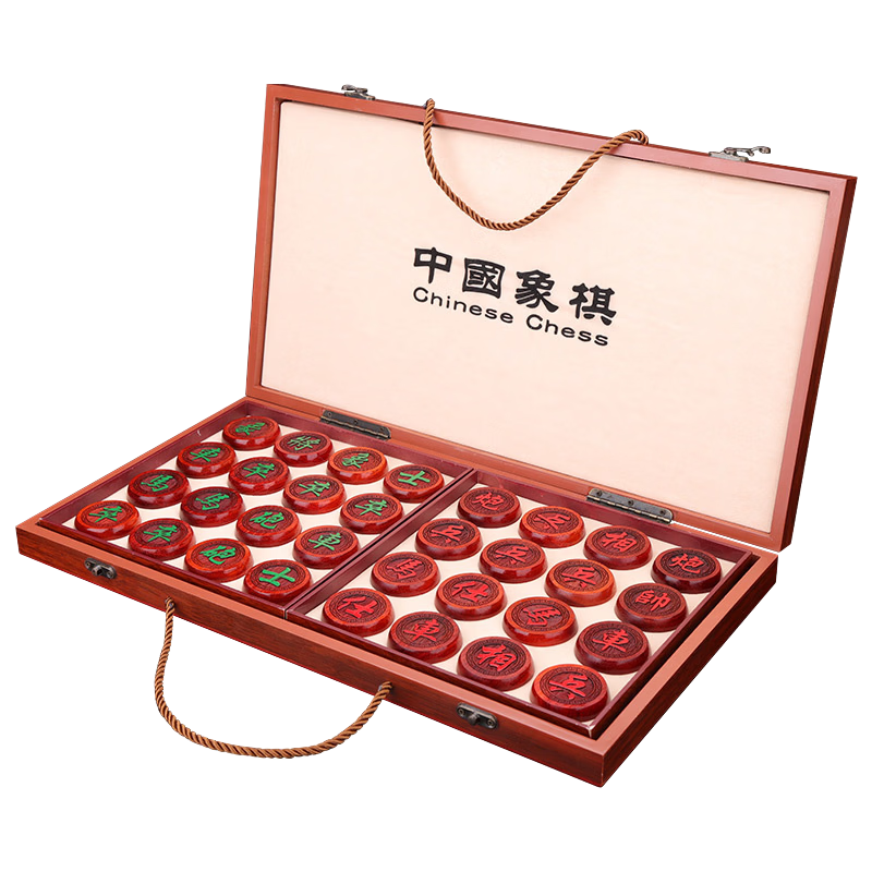 紫湖中國象棋實木棋盤50號花梨木象棋大號成人折疊便攜棋盤象棋入門書