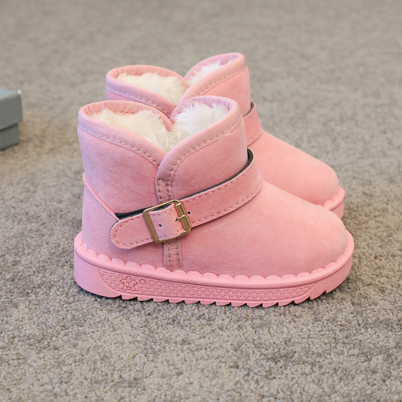 贝婴初（BEIYINGCHU）秋冬季童鞋宝宝小童棉鞋加绒儿童雪地靴马丁靴时尚男女童短靴子潮 搭扣-棕色 33 内长19.5cm