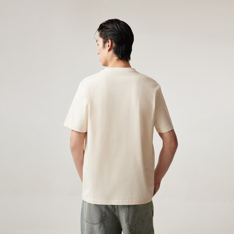 杰克·琼斯(JACK&JONES)26年男装新款【凉感】短袖T恤男士简约纯色透气打底耐洗半袖 A05乳白色 常规 XXS (160)
