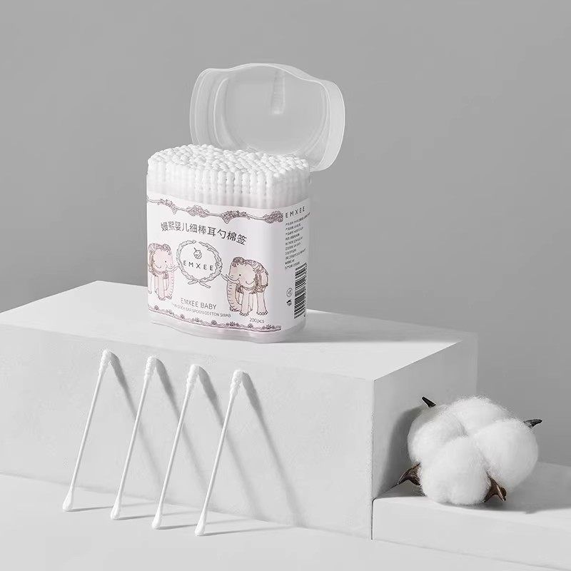 叶盼嫚熙婴儿棉签掏耳宝宝挖耳朵鼻屎细儿童棉签双头棉棒 耳勺棉签200支