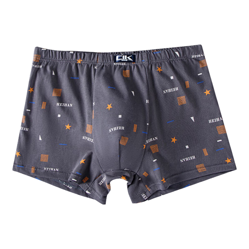 【纯棉透气】纯棉男士内裤四角短裤头宽松透气平角裤衩加肥加大 4条装（多色随机）纯棉印花 3XL （130-150斤）