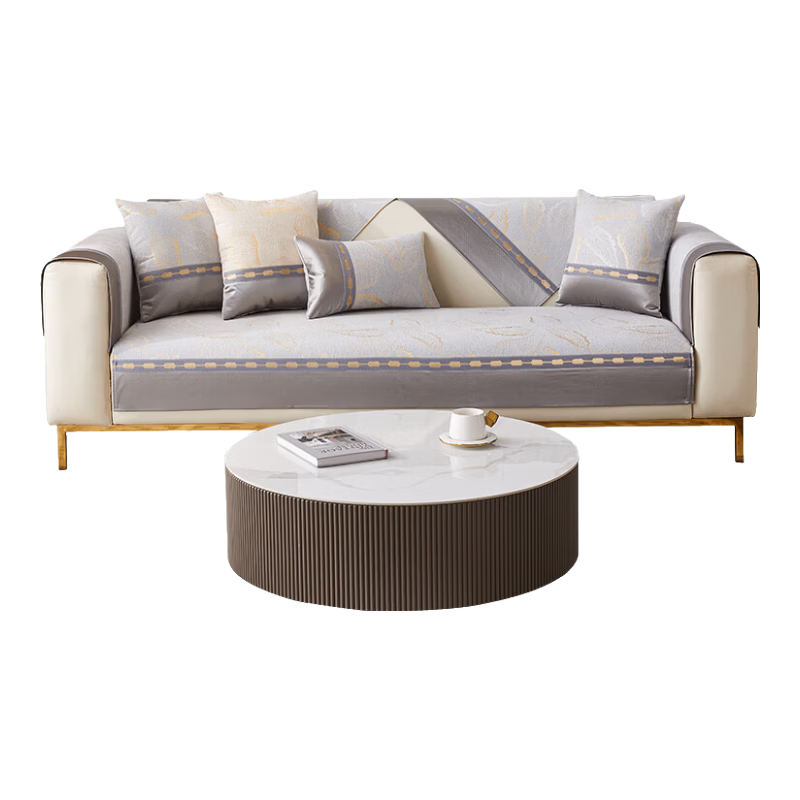 百熙尼真皮沙發(fā)墊2026新款四季通用防滑坐墊套罩蓋布巾輕奢高級(jí)感 葉徳琳淺綠色(升級(jí)不起球） 90*180cm