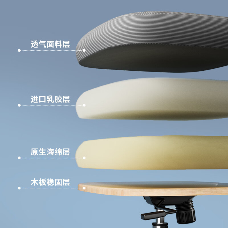 悠昊家用电脑椅久坐舒适双靠背人体工学椅宿舍书房椅办公座椅 灰框灰网-头枕