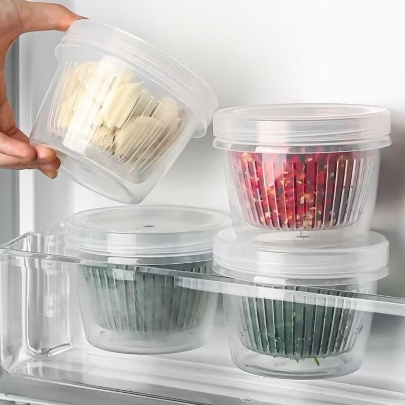 葱姜蒜收纳盒辣椒香菜保鲜盒厨房专用备菜盒冷冻冰箱香葱蒜末葱花 三个