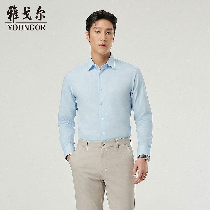 雅戈尔（YOUNGOR）【天丝免烫】26新款长袖衬衫 浅绿VLDP114784SBY 41（175/96Y）
