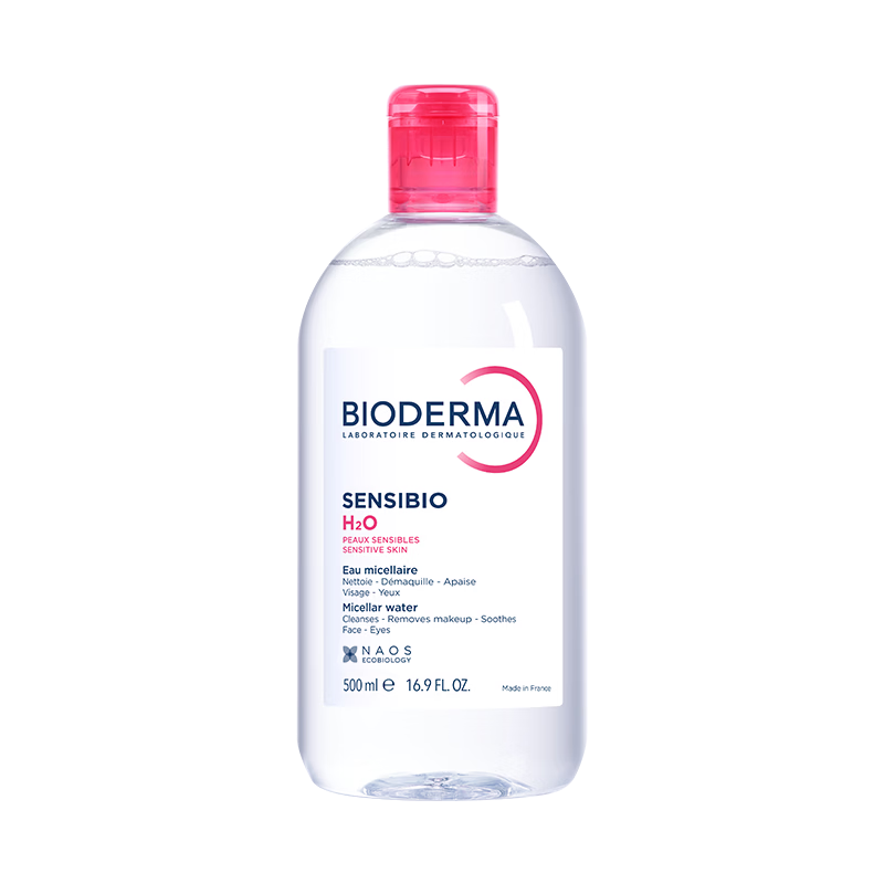 贝德玛（BIODERMA）粉水卸妆水舒妍洁肤液500ml 敏感肌可用温和可卸防晒保湿舒缓