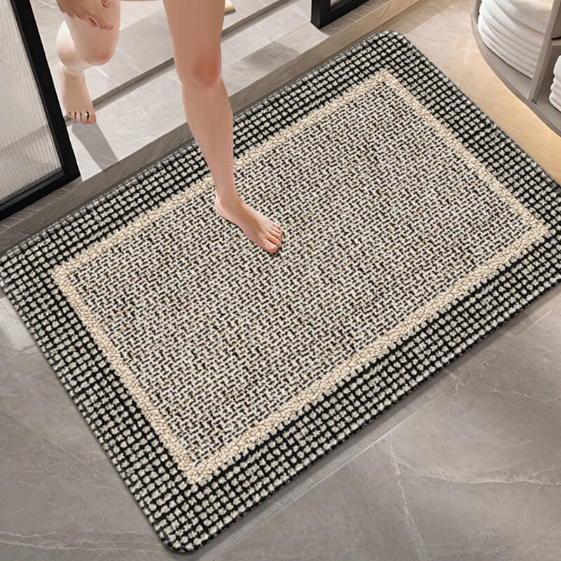 DONOYA 多罗亚硅藻泥卫生间地垫浴室门口吸水地垫2026新款浴室厕所防滑垫脚垫 长方形-彷羊绒纹-赛 40cm*60cm 厚4mm【包边+吸水】升级款