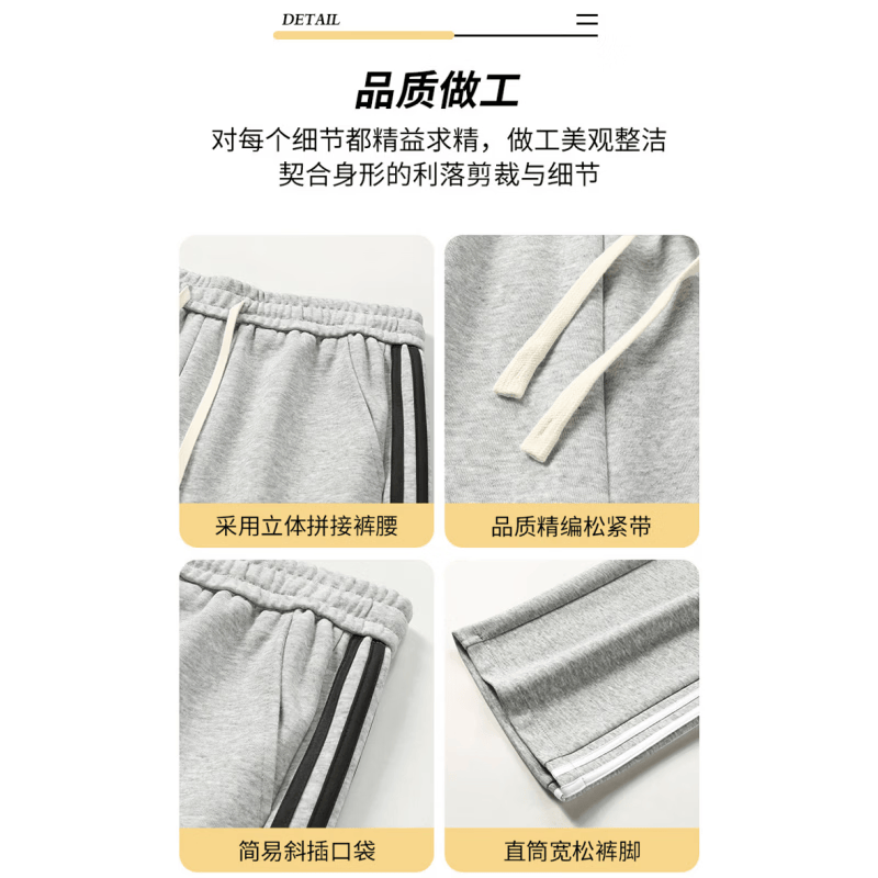 Y-3阿迪三叶草三条杠春秋冬休闲运动裤男女同款宽松直筒棉质大码卫裤 蓝色【加绒款】 5XL 建议体重190~210斤