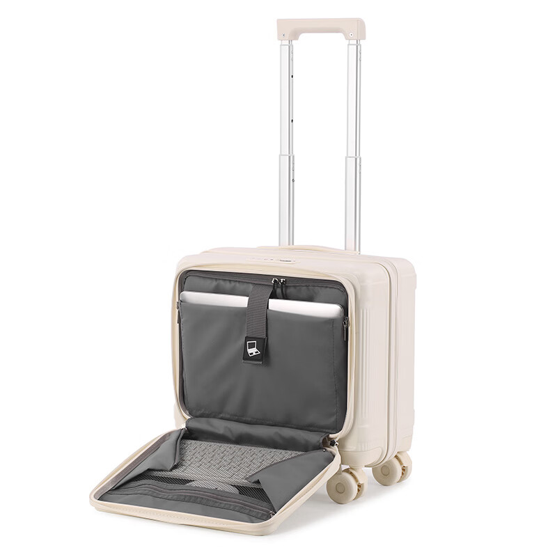 Walker Shop品牌行李箱新款登机箱可拆卸轮密码箱男女通用小旅行箱旅游神器 白色【横款+前开盖】 18英寸 【登机箱】