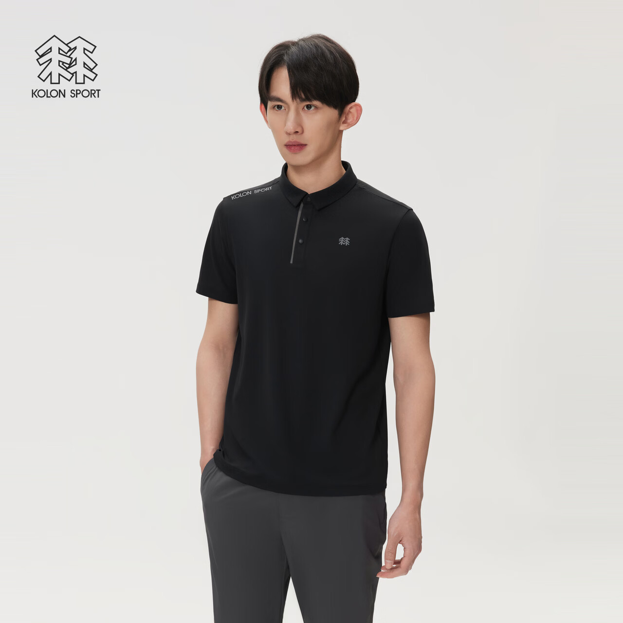 KOLON SPORT/可隆户外吸湿速干T恤 男士抗菌珠地POLO衫 LHPT6MTT25-BK 黑色 2XL 185/104A