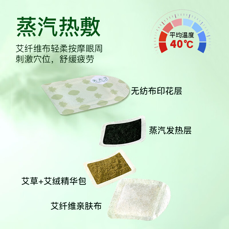 天天艾纯艾草眼灸贴蒸汽眼罩热敷缓解眼干眼涩眼疲劳青少年适用护眼艾灸 【重在体验】绿色1盒