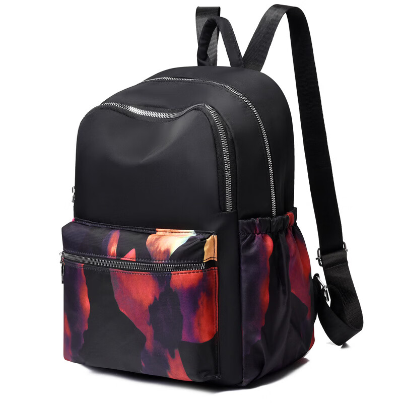 【严选百货】双肩包包女包新款多层大容量户外旅行背包尼龙休闲民 A704红花