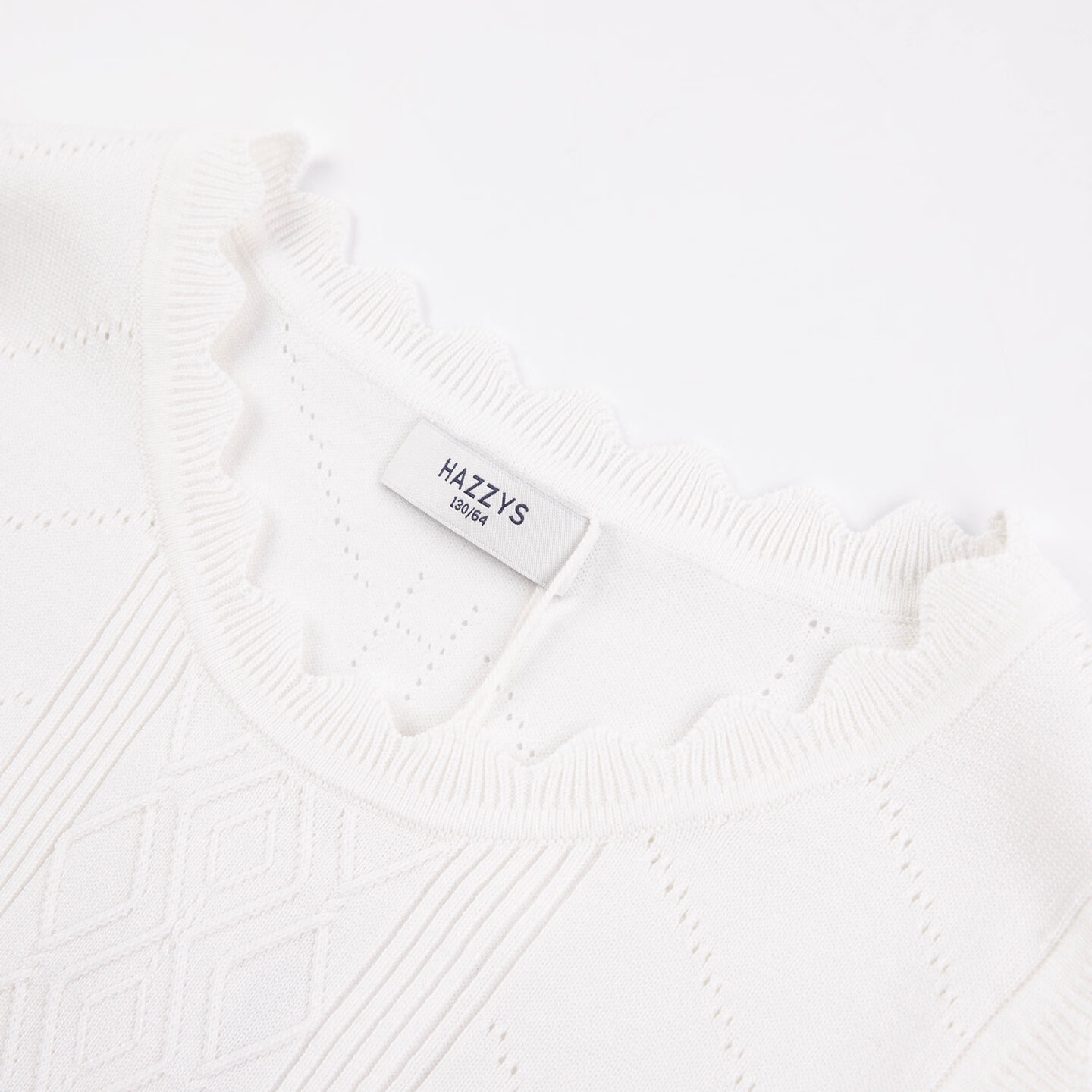 哈吉斯（HAZZYS）童装女童马甲2026夏新学院系列线织背心 本白 165