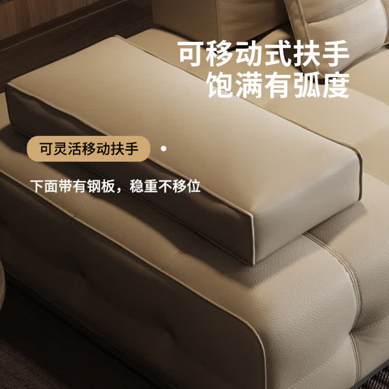 米卡洛意式轻奢劳伦斯原版全真皮设计师款沙发奶油风沙发 双扶手四人位(全皮)