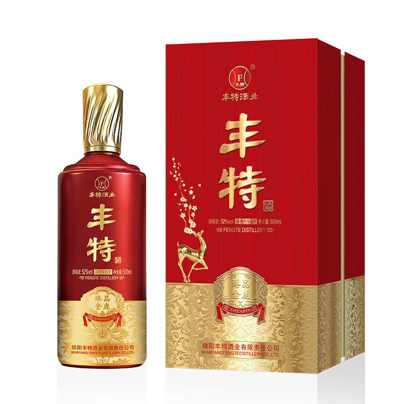 丰特浓香型白酒52度高度纯粮食酒口粮酒四川白酒宴请年货送礼 52度 500mL 6瓶 整箱装 金鹿