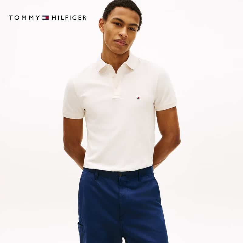 Tommy Hilfiger【球星同款】春夏男装珠地棉商务休闲纯色短袖T恤POLO父亲节礼物