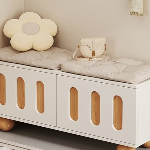 暖堂 WARM HALL穿换鞋凳进门口家用奶油风可坐式入户进门一体玄关小鞋柜 赠品坐垫2个（单拍不发） 加厚15mm 送货上门包安装