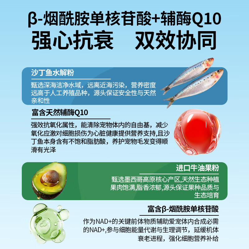 弗福（Phufu）猫咪益生菌狗狗宠物软骨素辅酶Q10乳铁蛋白维生素赖氨酸牛磺酸nmn 心动力复合营养软颗粒  60粒/瓶