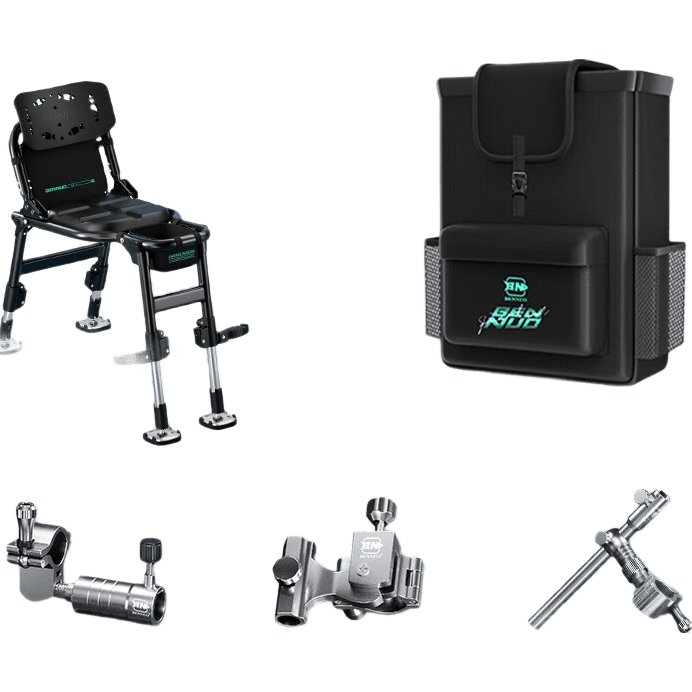 本諾騎士釣椅新款野釣全地形便攜折疊椅子戶外多功能靠背配件釣魚座椅 合金專利款【鋁鎂配件】標準帶包