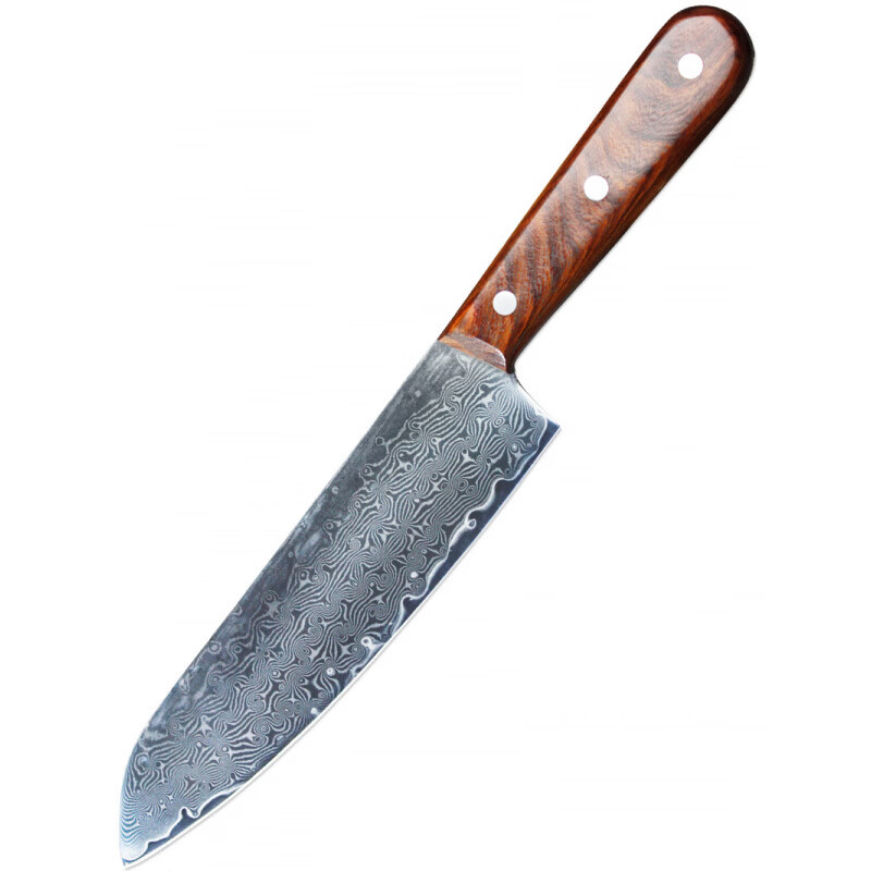 胖东来同款大马士革纹三德刀家用革菜刀多功能刀锋利爽滑阳江刀具 60°以上 12cm x 褐色 x 19.5cm