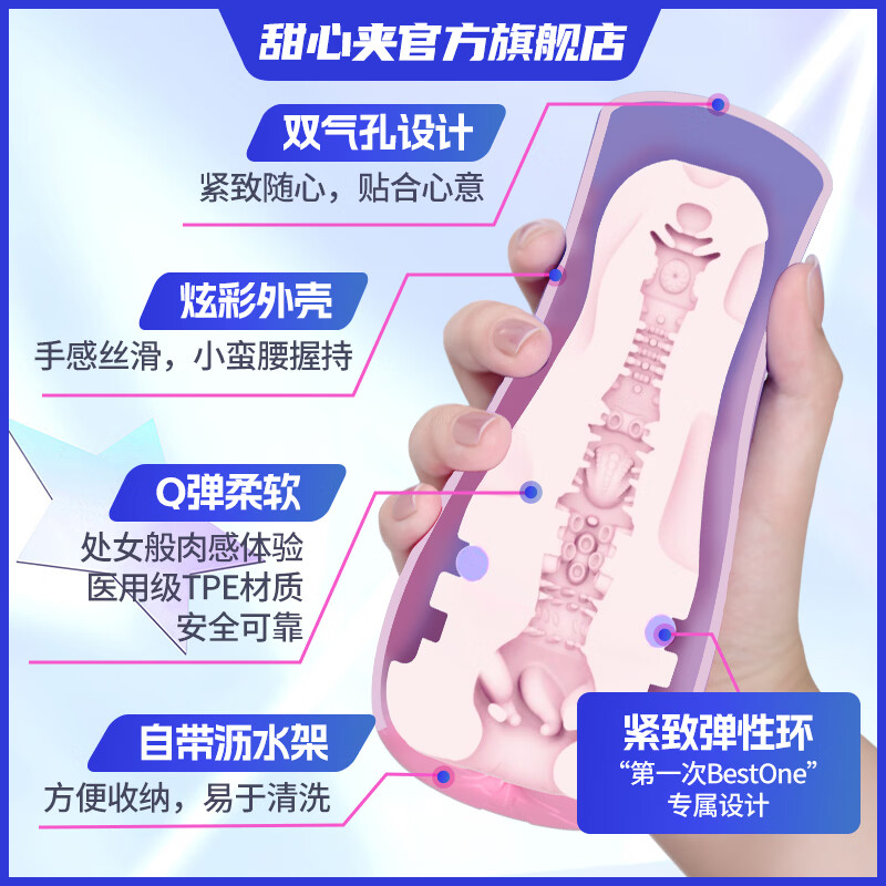 甜心夹飞机杯手动成人自慰神器仿真阴道情趣用品便携生理玩具专用 HerCherry-姐姐的糖果盒【真的软】