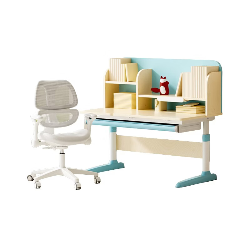 护童儿童学习桌椅套装小学生写字桌可调节升降课桌书桌 好奇星120cm+G501灰