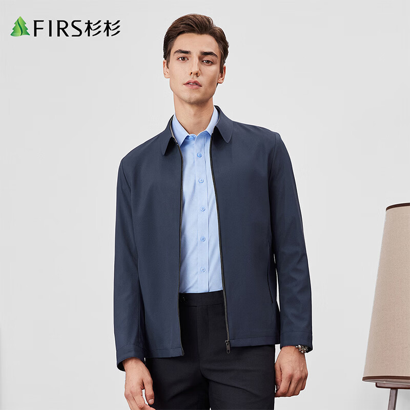杉杉（FIRS）【挺括有型易打理】男士夹克外套男通勤休闲简约舒适百搭男士外套 黑色 M 170/88A/48