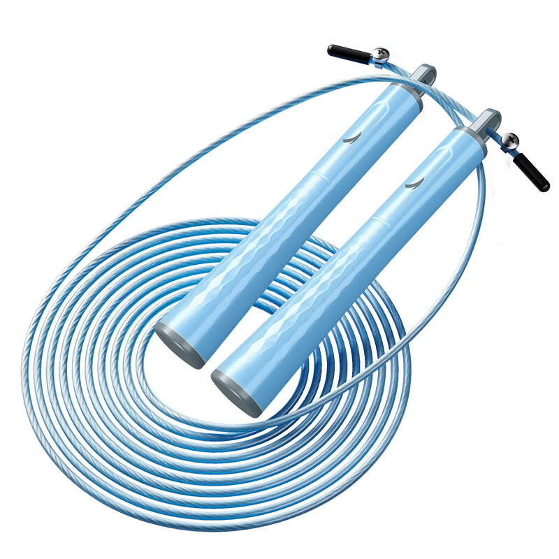 安踏竞速双轴承跳绳钢丝铝合金成人专用健身减肥运动小学生中考比赛 铝合金竞速双轴承跳绳-蓝灰