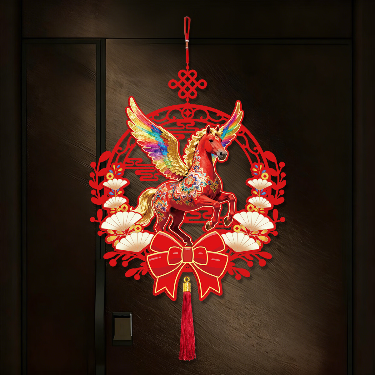 鸿运礼磁吸对联2026马年新款春联元旦新年装饰春节家用过年门贴大门装饰 金马送福-马年对联套装+挂件