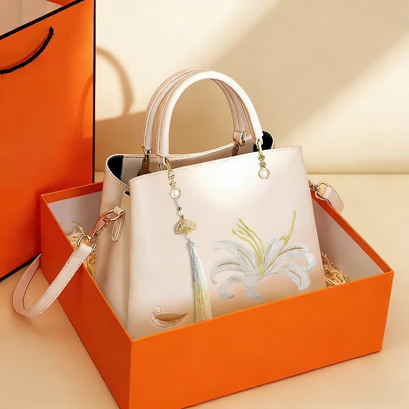 游子吟母亲节礼物送妈妈包包女包实用50岁60长辈女士手提包刺绣款女包 康乃馨刺绣款-赠礼品袋+丝巾