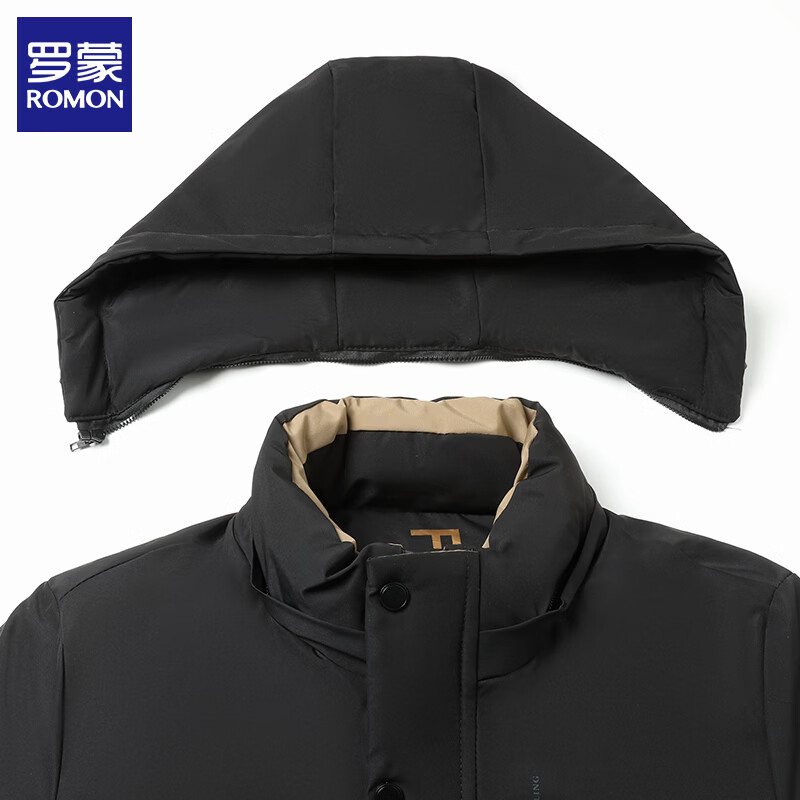 罗蒙（ROMON）男士棉衣外套2025冬季新款可脱卸连帽休闲保暖棉袄男装棉服 藏青 2XL (建议体重130-145斤）