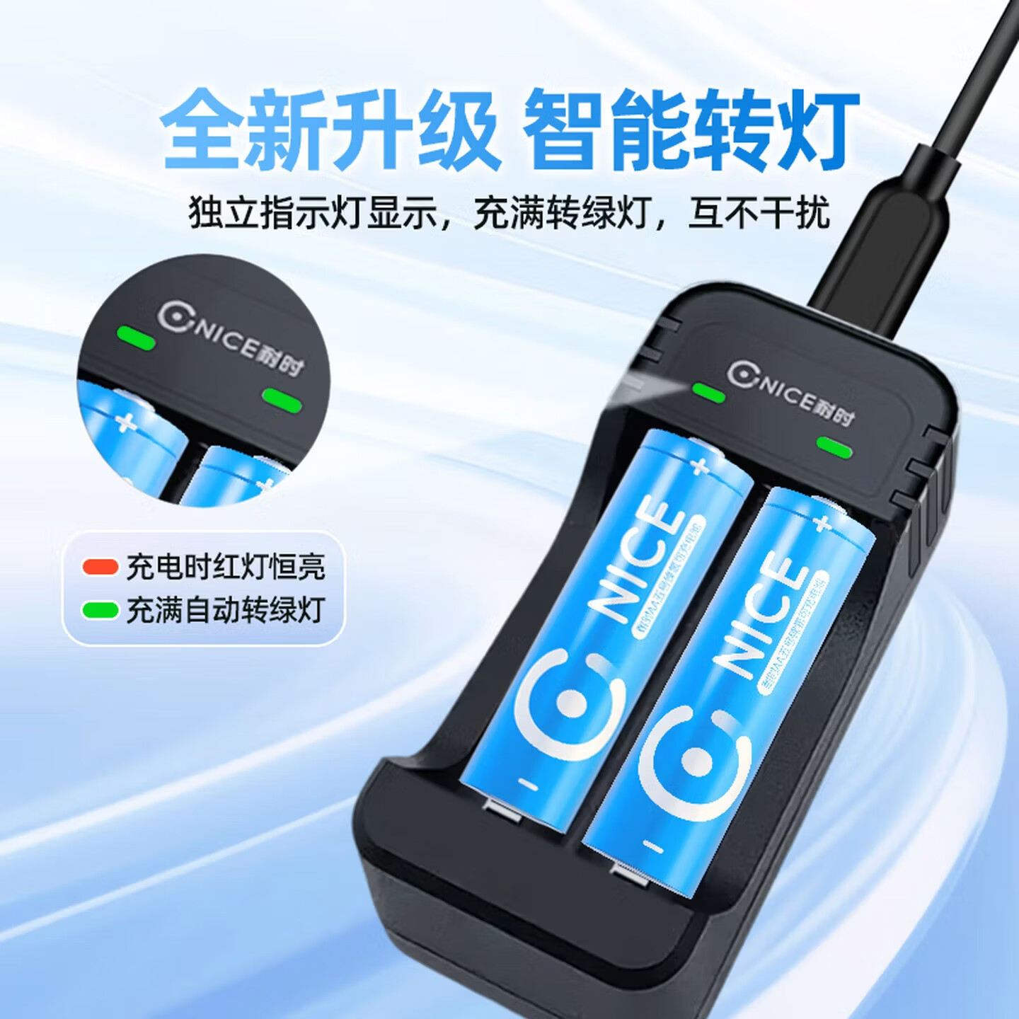 耐时（NICE）镍氢5号电池恒压快充充电池大功率用玩具游戏手柄门锁相机闪光灯麦克风门锁电池环保无汞 5号充电套装|4节+标准充电器 畅想装体验