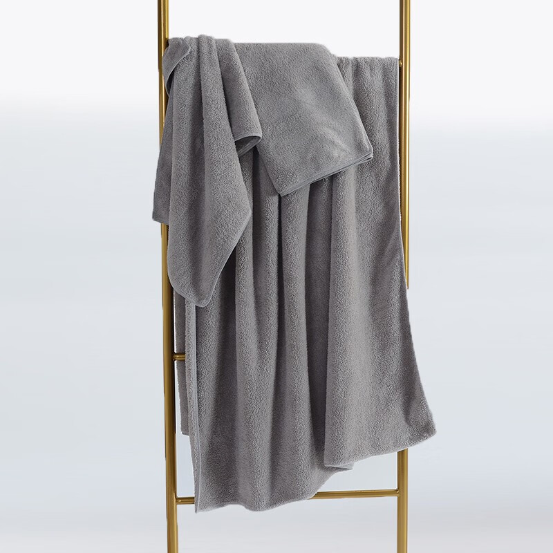 洁丽雅（Grace）珊瑚绒5A抗菌浴巾三件套装柔软吸水成人男女毛巾浴巾婴幼儿可用 （毛巾*2+浴巾*1）灰色 3条