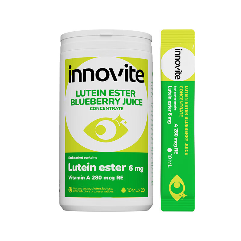 INNOVITE 英珞维 卓萃蓝莓叶黄素饮液 儿童青少年营养品可搭DHA呵护眼睛产品使用 20条*1罐 【26.7.15】日期临近