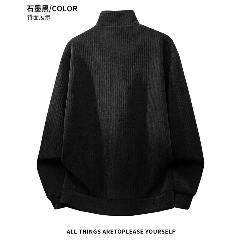 马克华菲卫衣男2026春季内搭男士立领拉链宽松休闲百搭套头卫衣男士上衣 石墨黑 2K-WY057卫衣 3XL 180-190CM 175-195斤左右