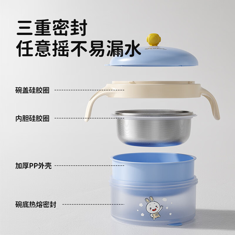 火火兔辅食碗婴儿注水保温宝宝专用辅食碗可拆卸不锈钢多功能儿童保温碗 太空注水碗【316L不锈钢内胆】
